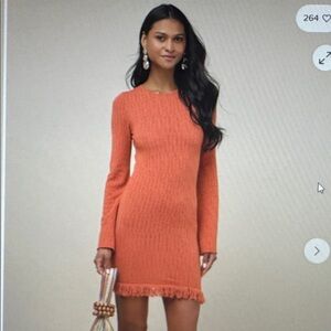 Lulu's Textured Knit Orange Dress